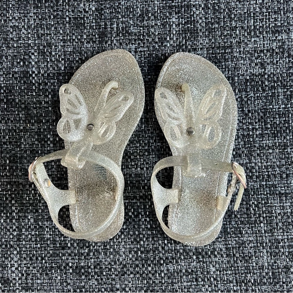 Gap Girl’s Silver Sparkly Butterfly Jelly Sandals Size 11